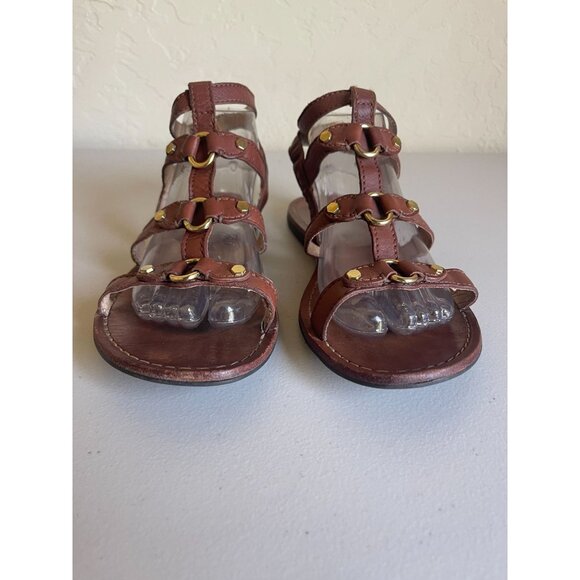 Cole Haan 9.5B Gladiator Sandals Ankle Strap Brown Gold Leather - Picture 7 of 10